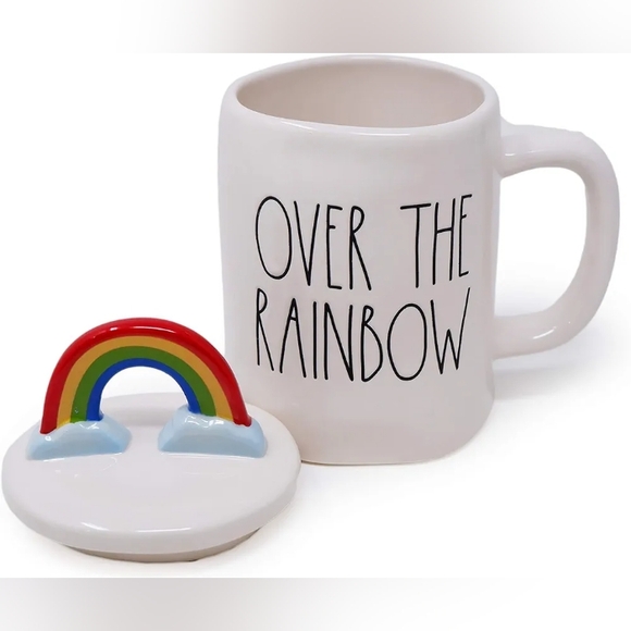 πRae Dunn By Magenta "Over the Rainbow" Coffee/ Tea Mug w/ Topper - Picture 1 of 3